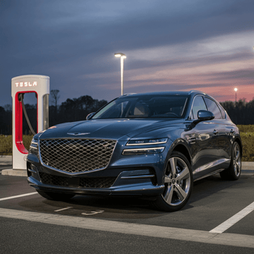 Genesis GV90 Makes Surprise Appearance at Tesla Supercharger Ahead of Launch - Tesevo