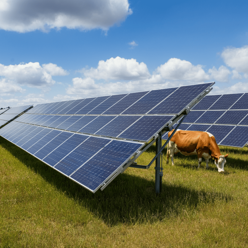 Innovative Solar Farm Allows Cattle to Roam Under Moving Panels