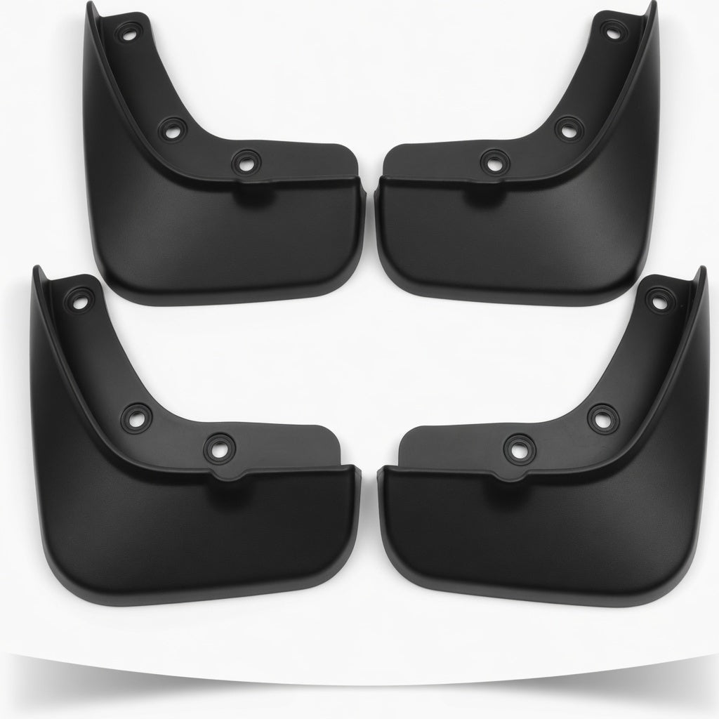 TESEVO no-drill mud flaps for 2026 Tesla Model YL installed on rear fender with 4-piece kit overview