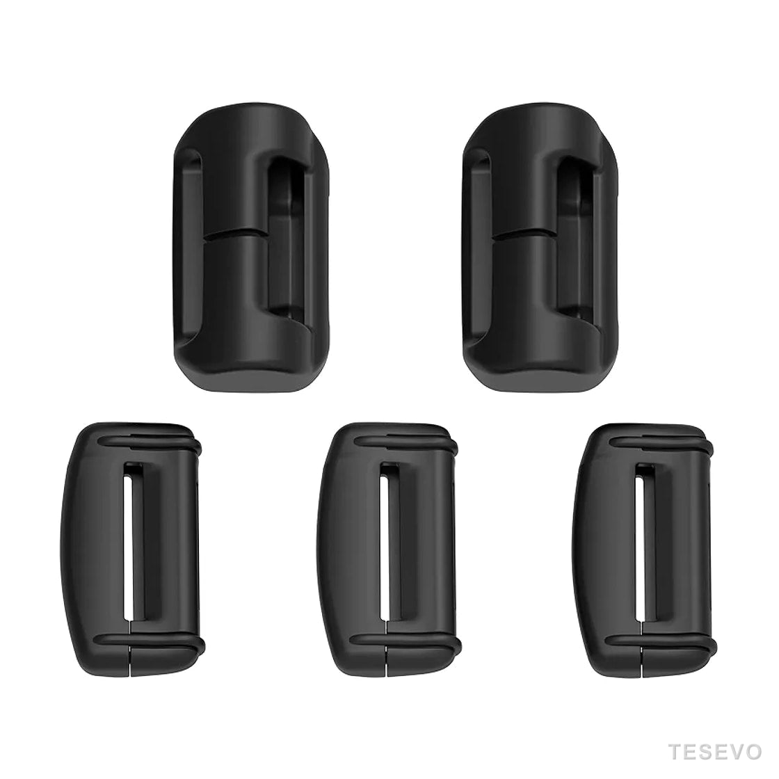 Multi-angle view of TESEVO black silicone seat belt covers