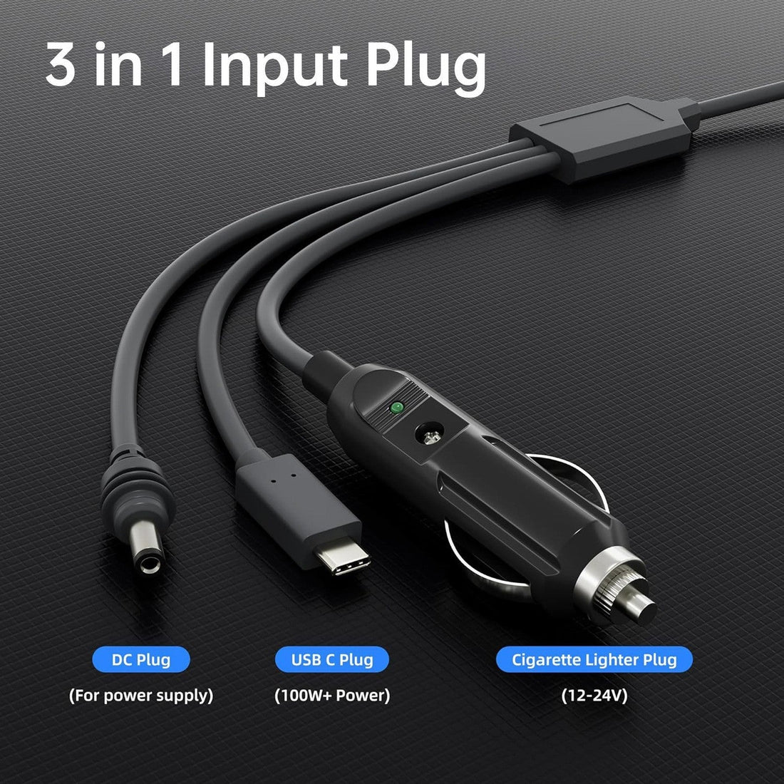 3-in-1 Power Cable for Starlink Mini | Cigarette Lighter + USB-C + DC Plug | 2M-5M - Tesevo