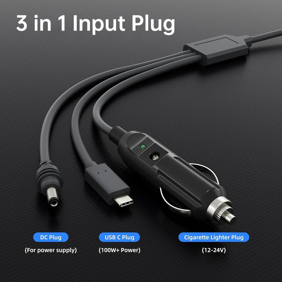 TESEVO Starlink Mini 3-in-1 car USB-C DC power cable installed view