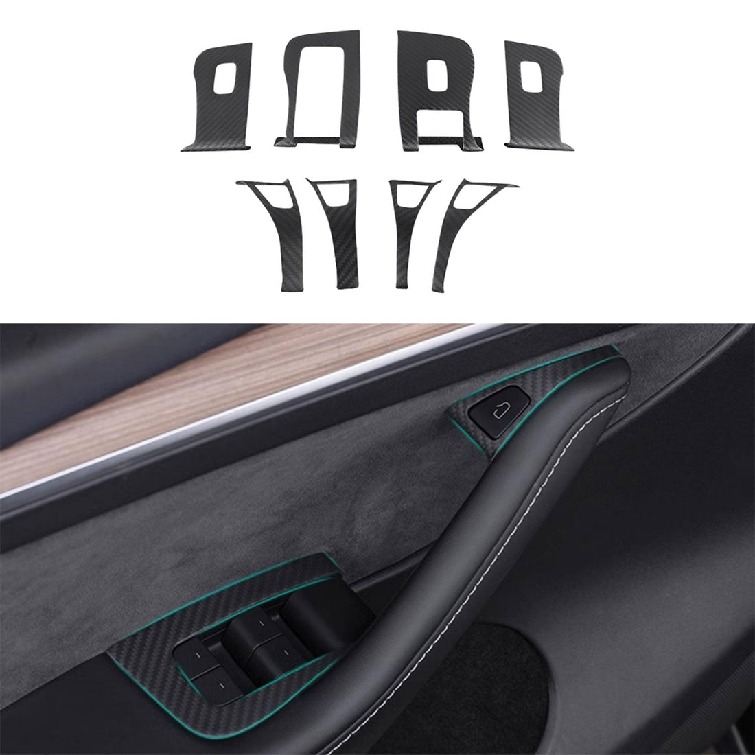 TESEVO Highland/Juniper dry carbon door switch covers main view