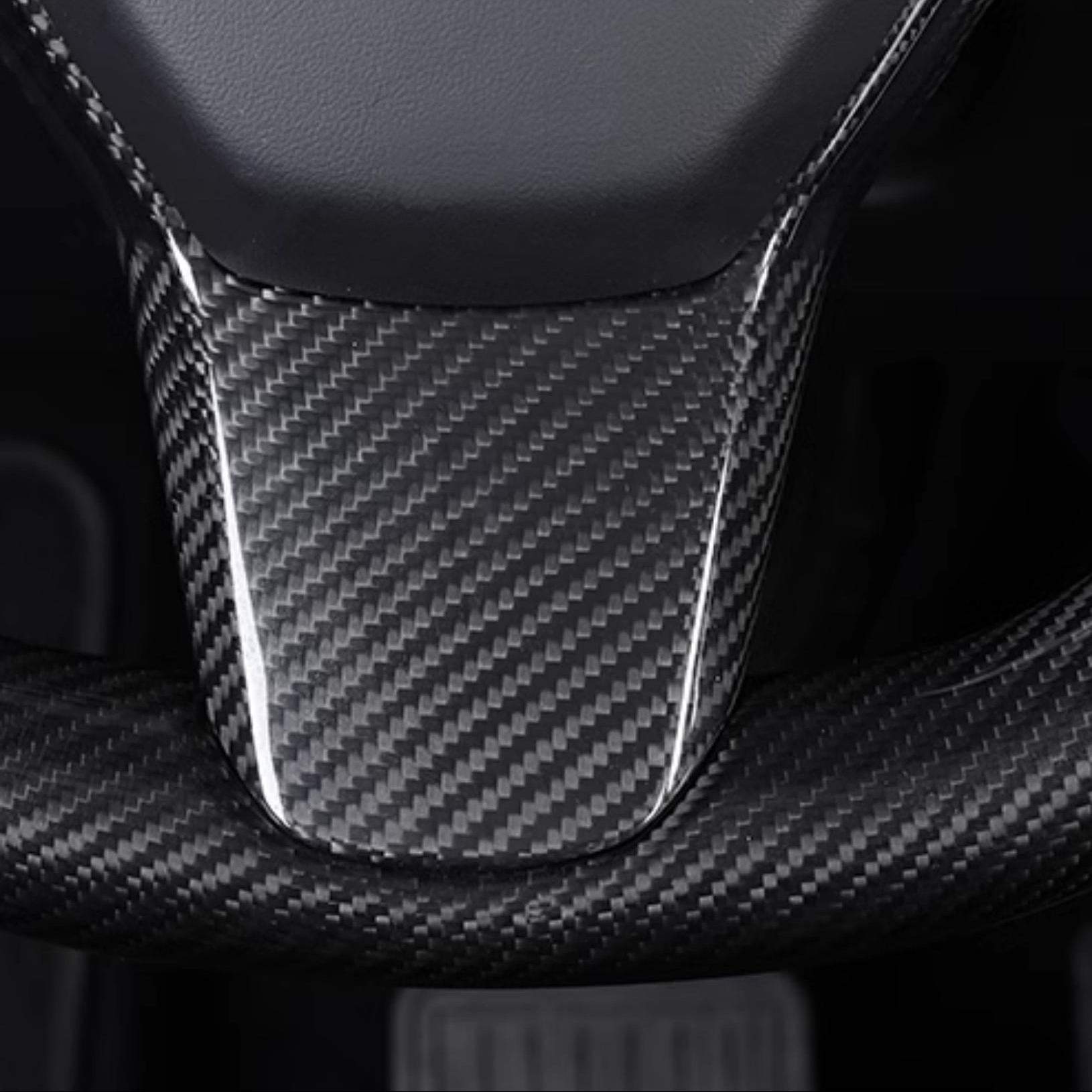 Carbon Fiber Full-Wrap Steering Wheel Trim for Tesla Model 3 / Model Y - Tesevo