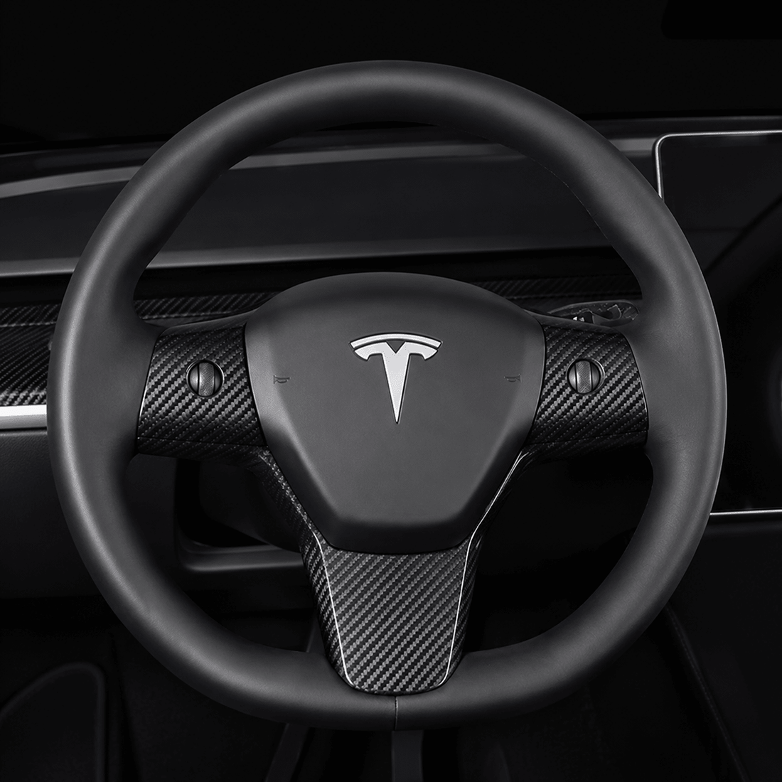 Carbon Fiber Full-Wrap Steering Wheel Trim for Tesla Model 3 / Model Y - Tesevo