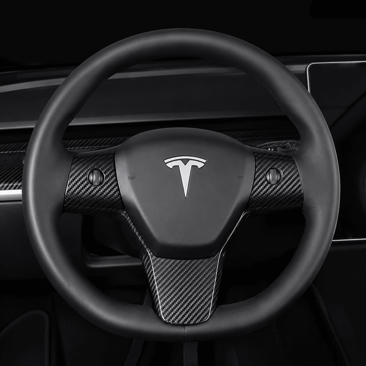 Carbon Fiber Full-Wrap Steering Wheel Trim for Tesla Model 3 / Model Y - Tesevo