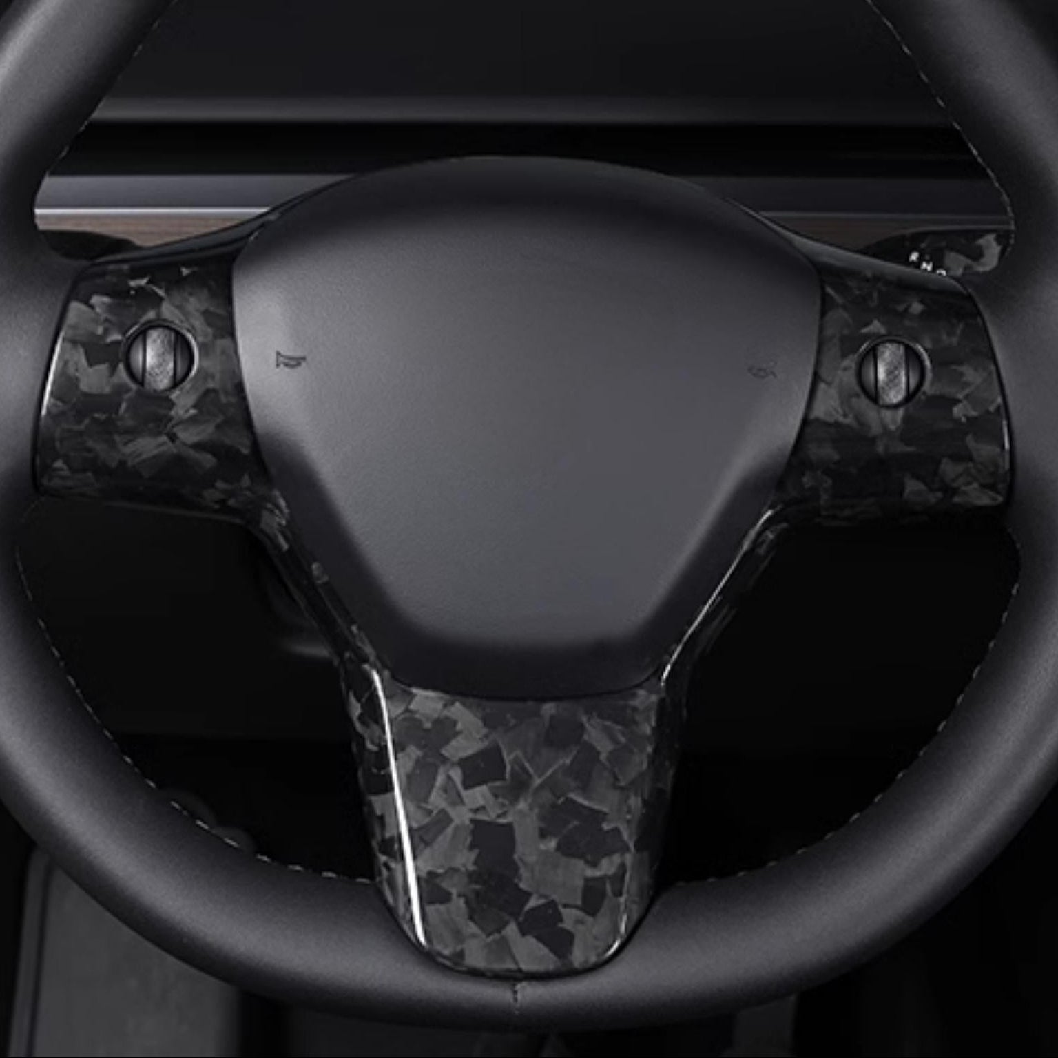 Carbon Fiber Full-Wrap Steering Wheel Trim for Tesla Model 3 / Model Y - Tesevo