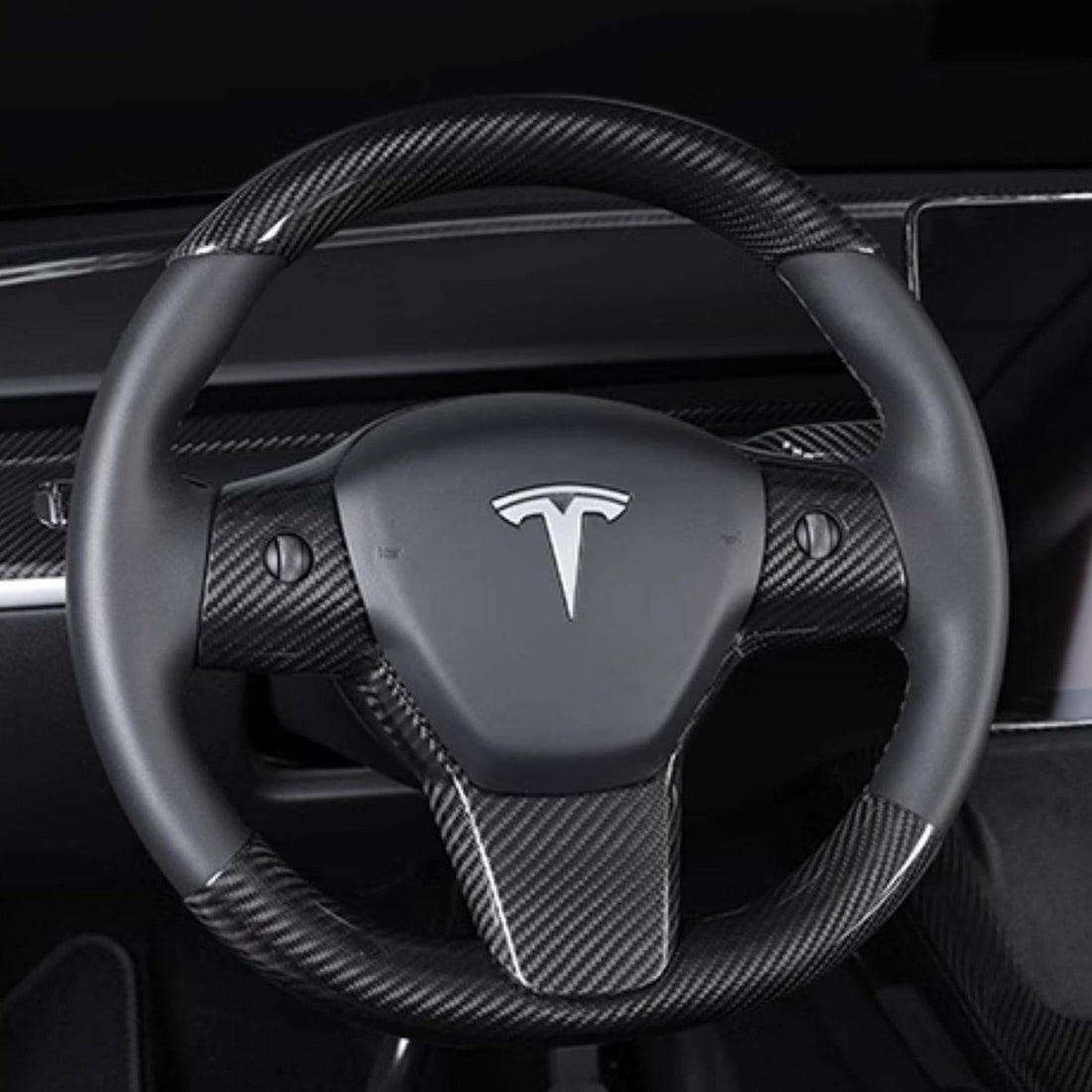 Carbon Fiber Full-Wrap Steering Wheel Trim for Tesla Model 3 / Model Y - Tesevo