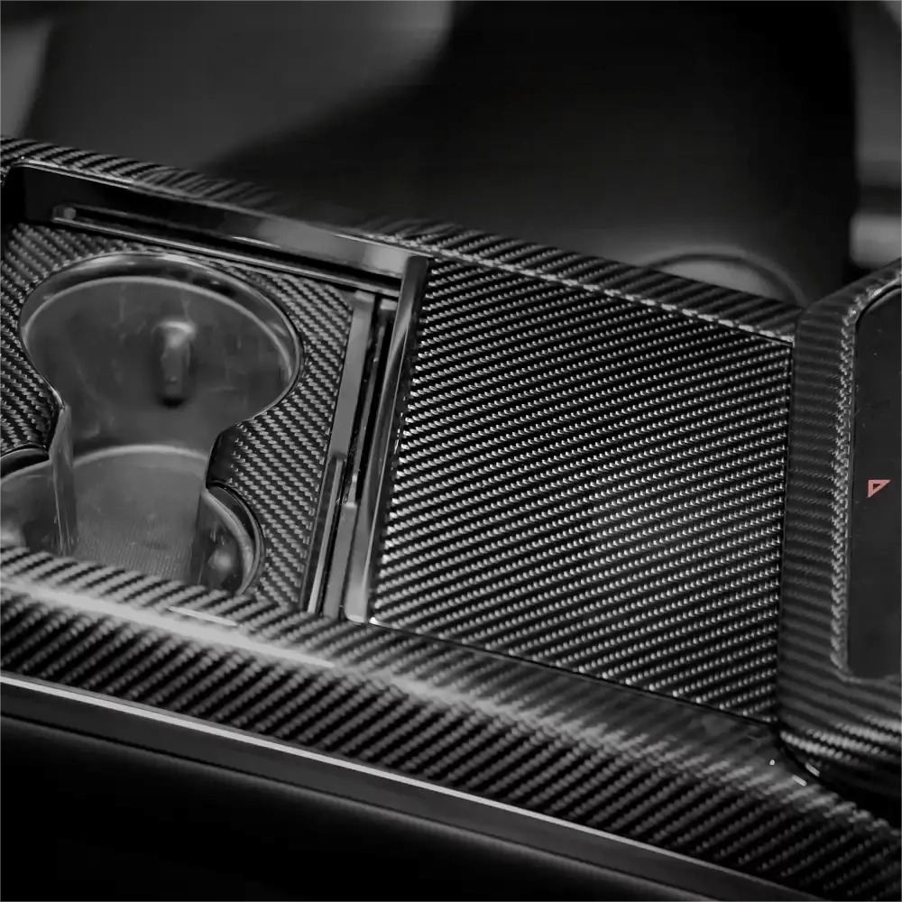 Center Panel Storage Box Dry Carbon Fiber Overlay for Model S/X 2021+ - Tesevo