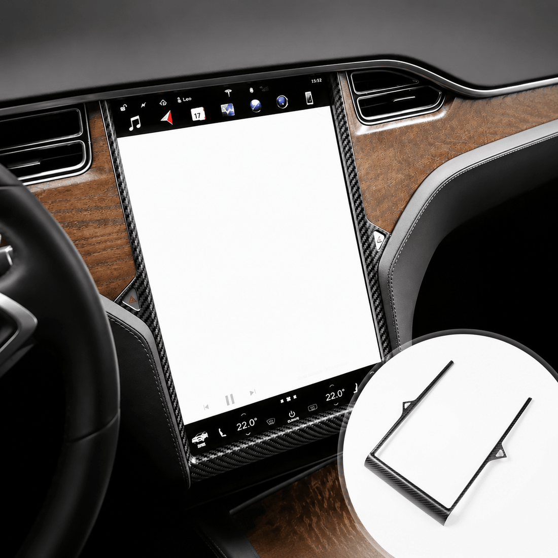 TESEVO dry carbon fiber center display frame Model S X 2014-2020 – main product view