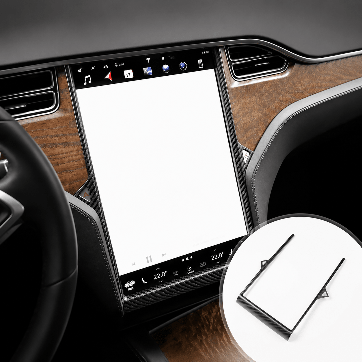 TESEVO dry carbon fiber center display frame Model S X 2014-2020 – main product view