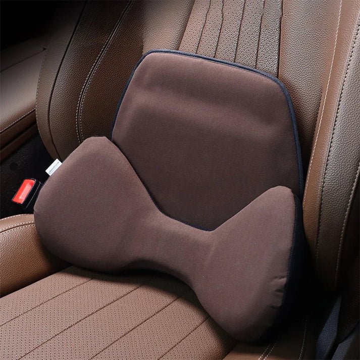 TESEVO Alcantara lumbar pillow installed in Tesla seat