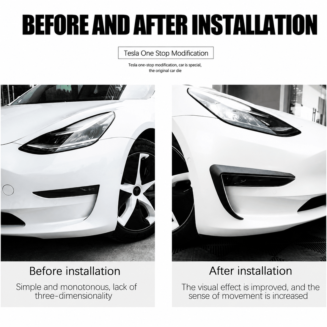 Front Fog Light Eyebrow Trim Cover for Model 3 / Model Y / Model YL | 4 Finishes, 2-Pack - Tesevo
