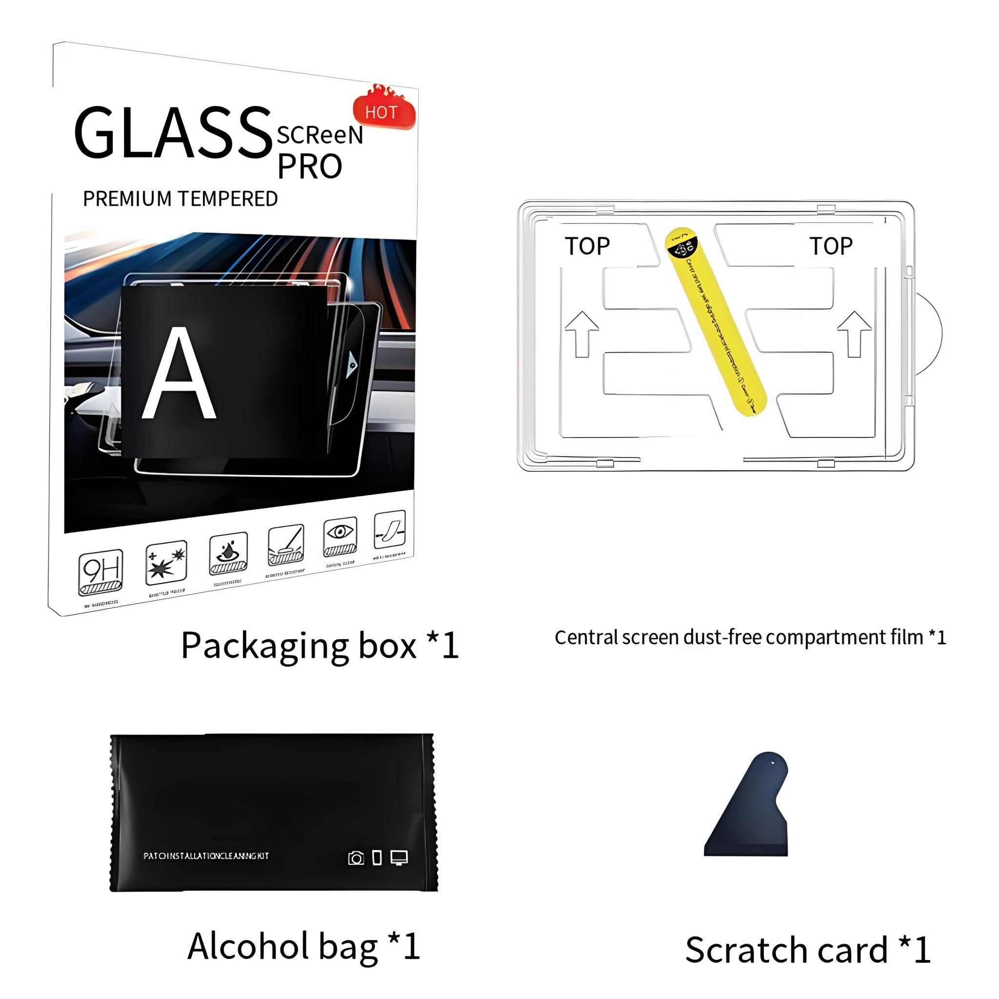 Front & Rear Display Tempered Glass Screen Protector for Model Y Junip