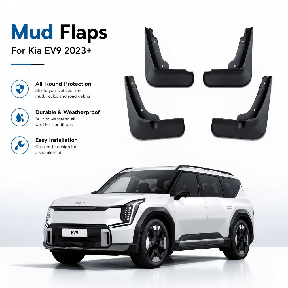 TESEVO Kia EV9 mud flaps splash guards no side steps installed view