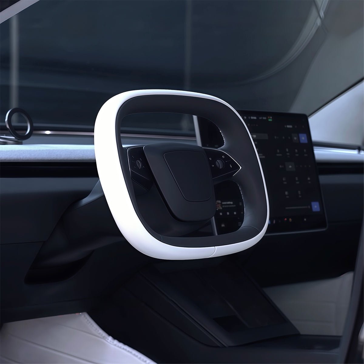 TESEVO Starlink 4.0 Cyber yoke steering wheel Highland Juniper pair view