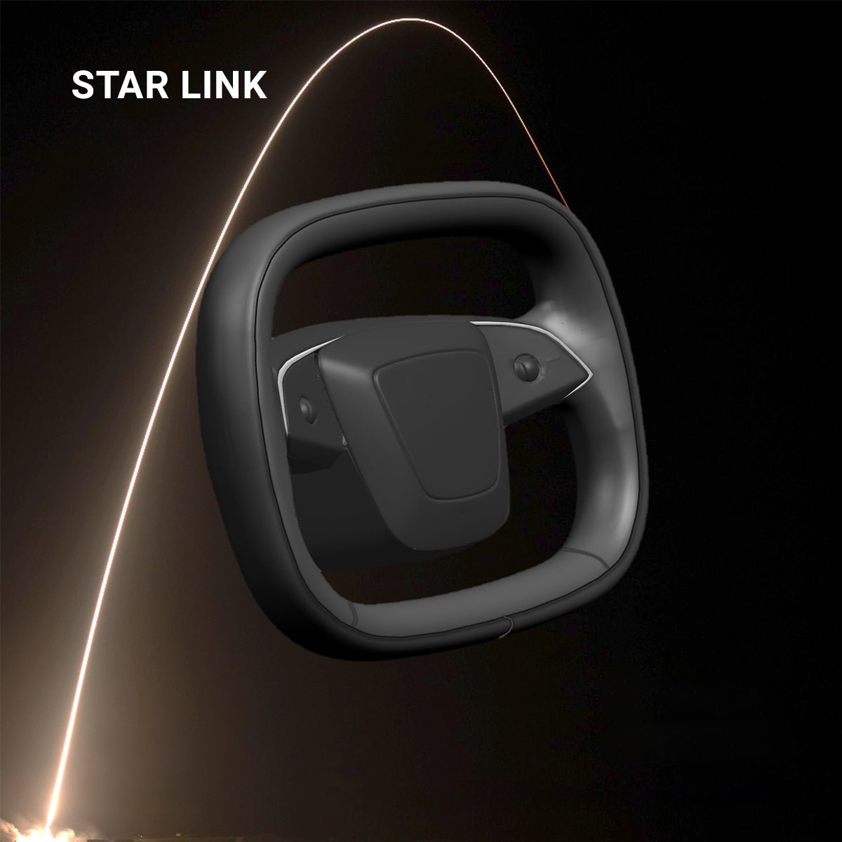 TESEVO Starlink 4.0 Cyber yoke steering wheel Highland Juniper overview shot