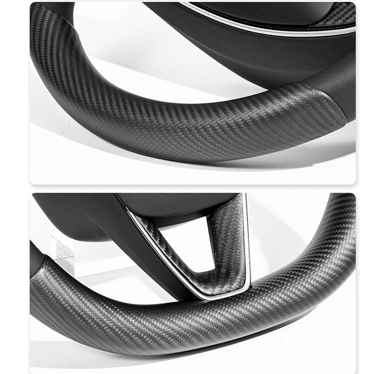 Carbon Fiber Steering Wheel Trim for 2024+ Model 3 & 2025+ Model Y