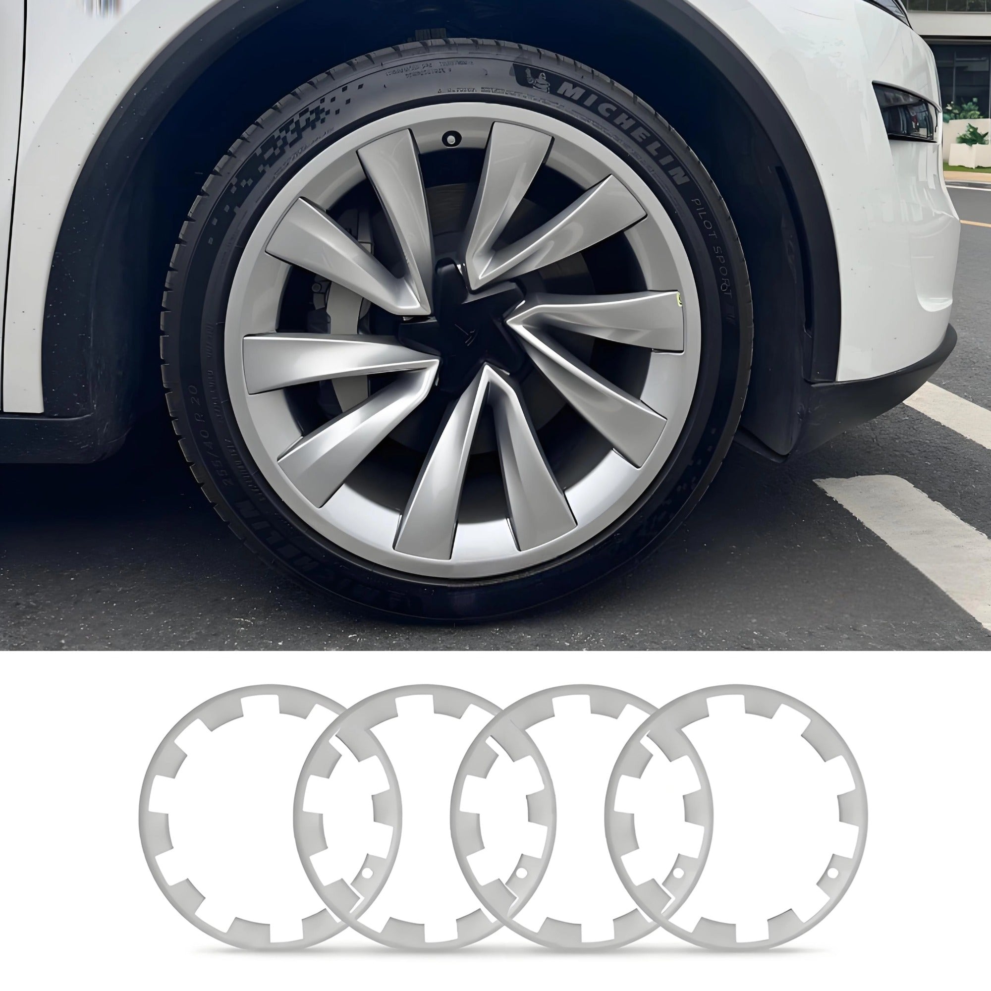 Tesevo wheel rim protector strips close-up for Tesla Model Y Juniper