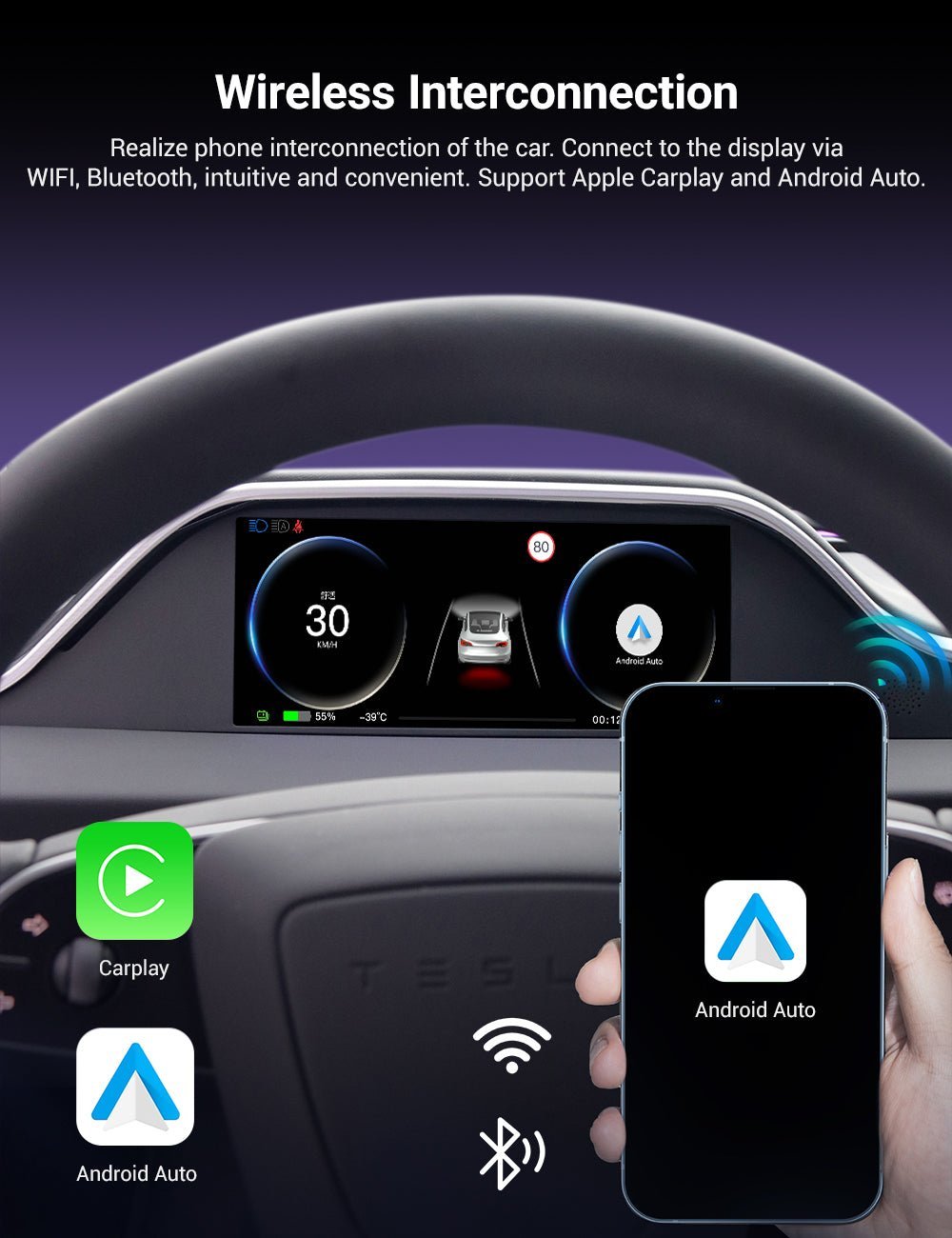 Dashboard Display with Ambient Lighting for Model 3 / Y Highland