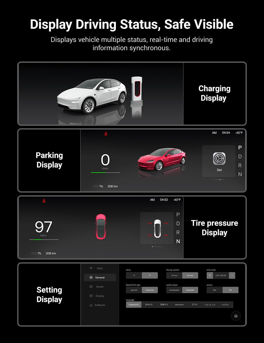 TESEVO 9" Dashboard Display With Carplay & Android Auto for Model 3 / Model Y / Model YL - Tesevo