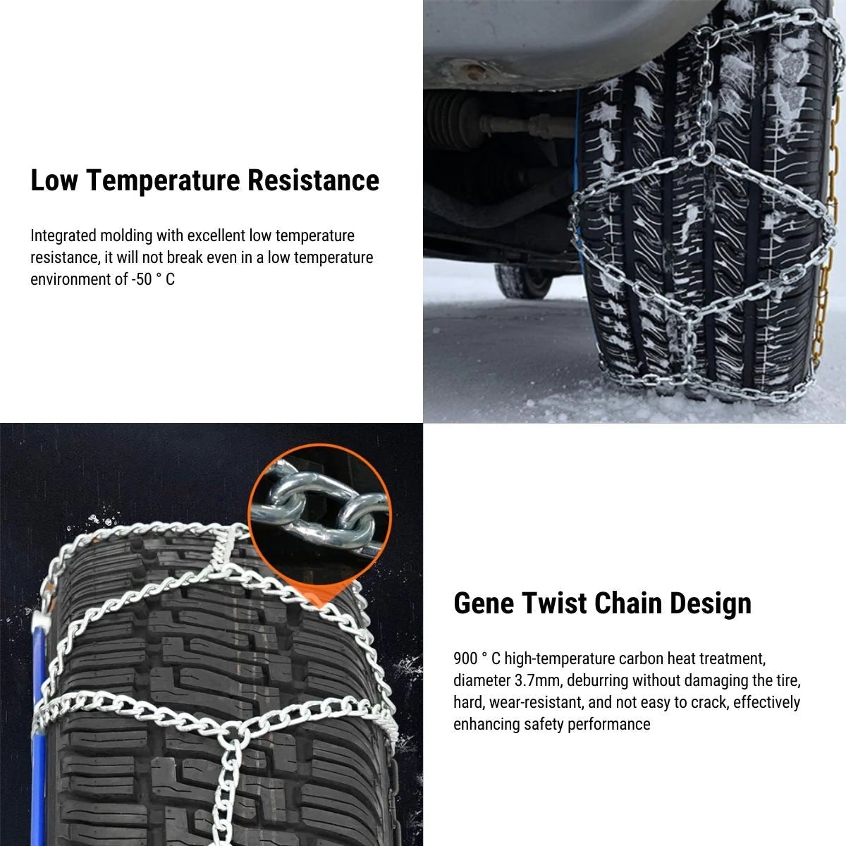 TESEVO Tesla snow chains close-up tread grip photo