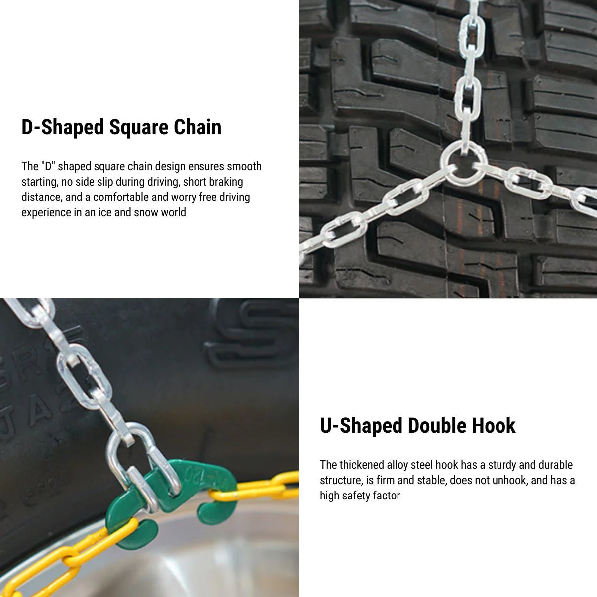 TESEVO Model 3/Y snow chains side fitment angle