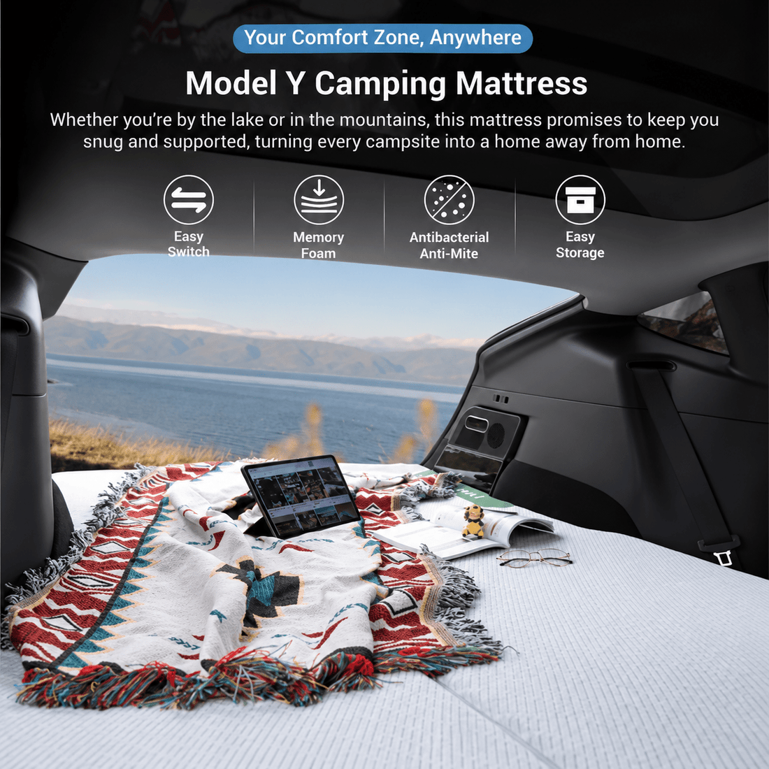 TESEVO camping mattress for Tesla Model 3/Y main product view