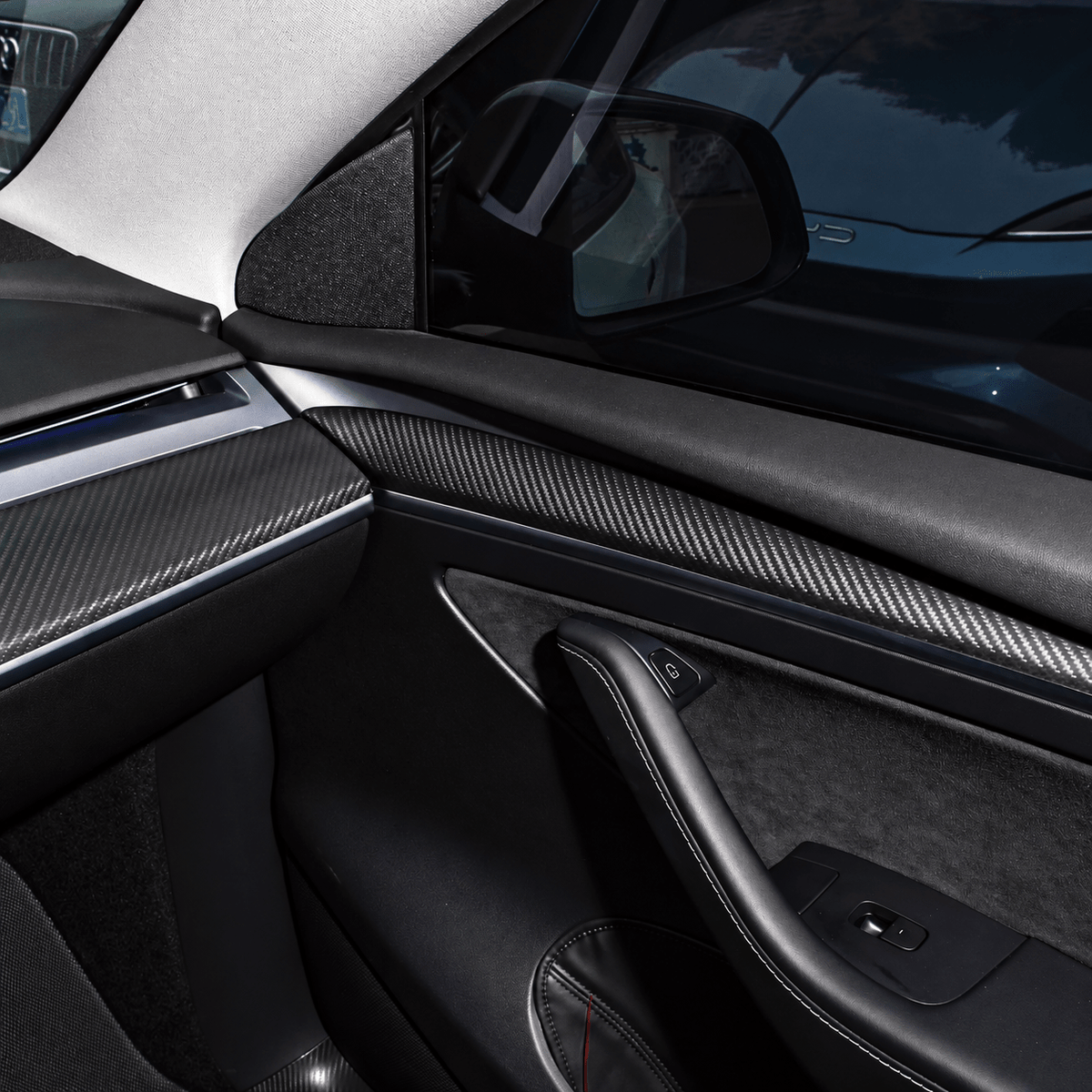 Tesevo Carbon Fiber Door Trim for Model 3 / Model Y | 2-Pack - Tesevo