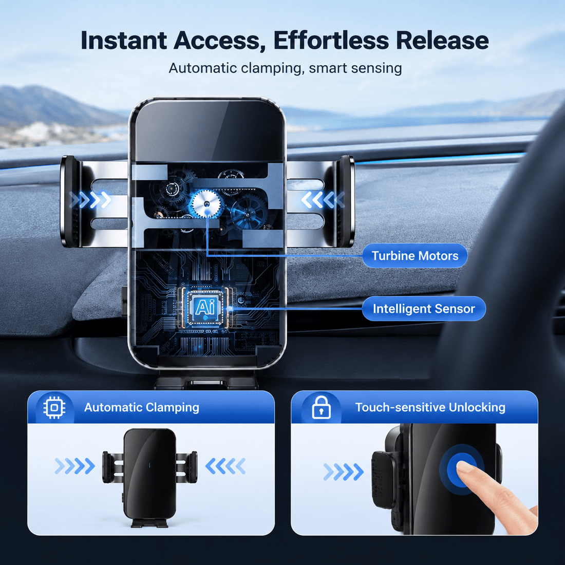 TESEVO Flexible Phone Holder for Tesla Model 3 Highland & Model Y Juniper / Model YL - Tesevo