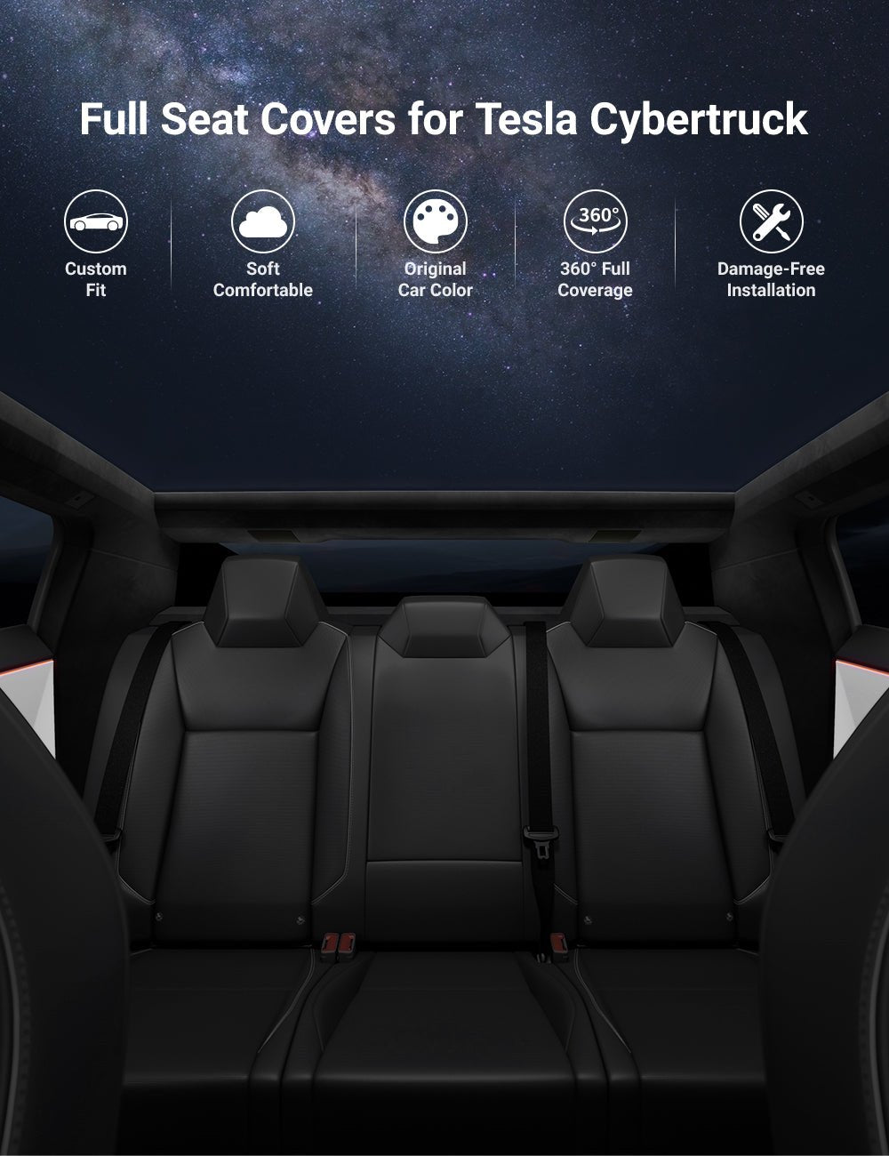 TESEVO Full Leather Seat Covers for Cybertruck (10 pcs) - Tesevo