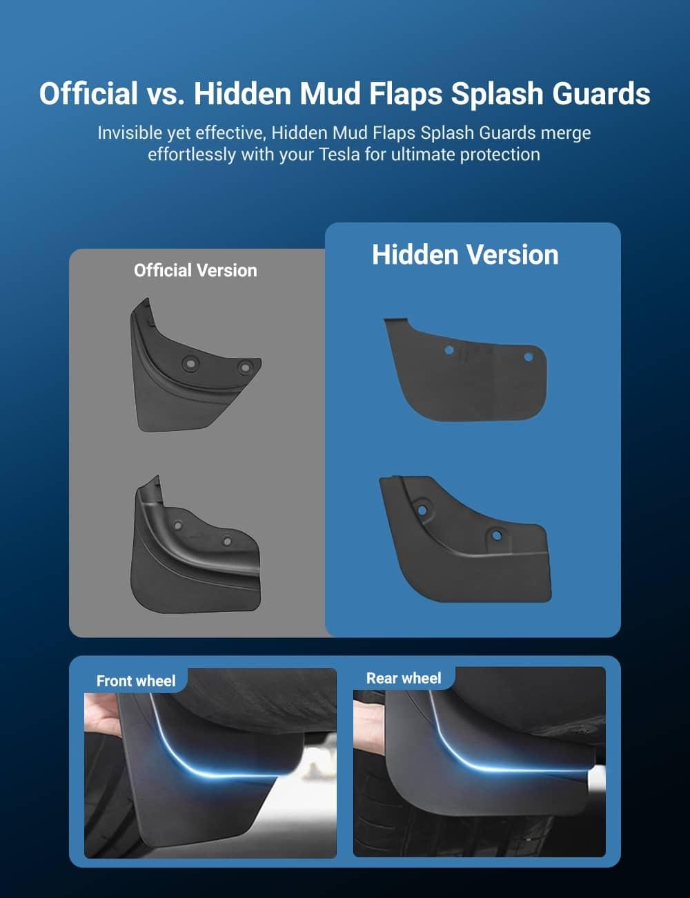 TESEVO Hidden Mud Flaps Splash Guards for Model 3 Highland / Model Y Juniper - Tesevo
