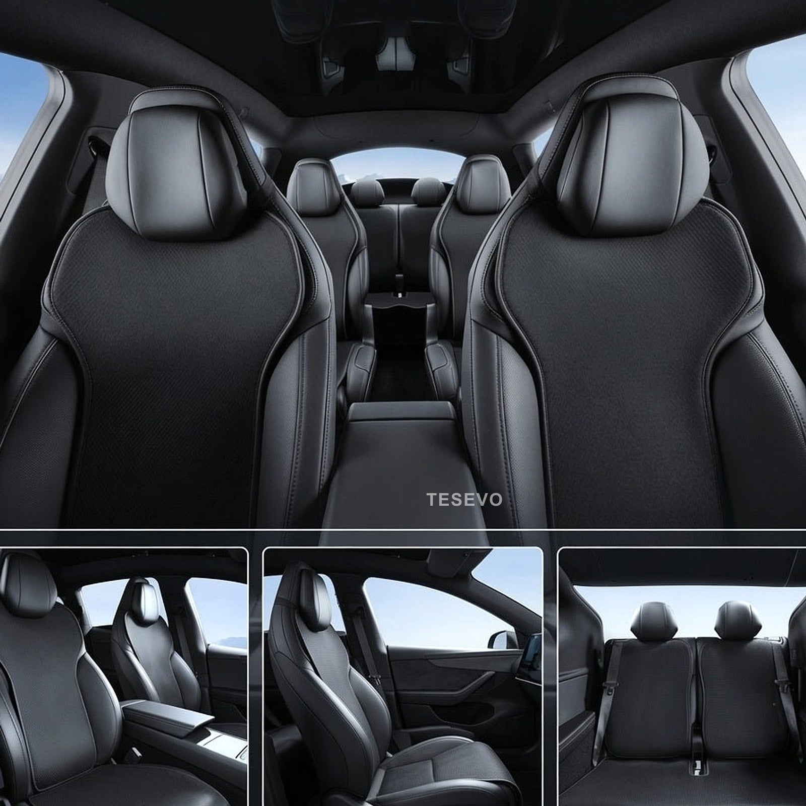 TESEVO Ice Silk Ventilated Seat Covers for Tesla Model YL 6-Seater (11PCS) - Tesevo