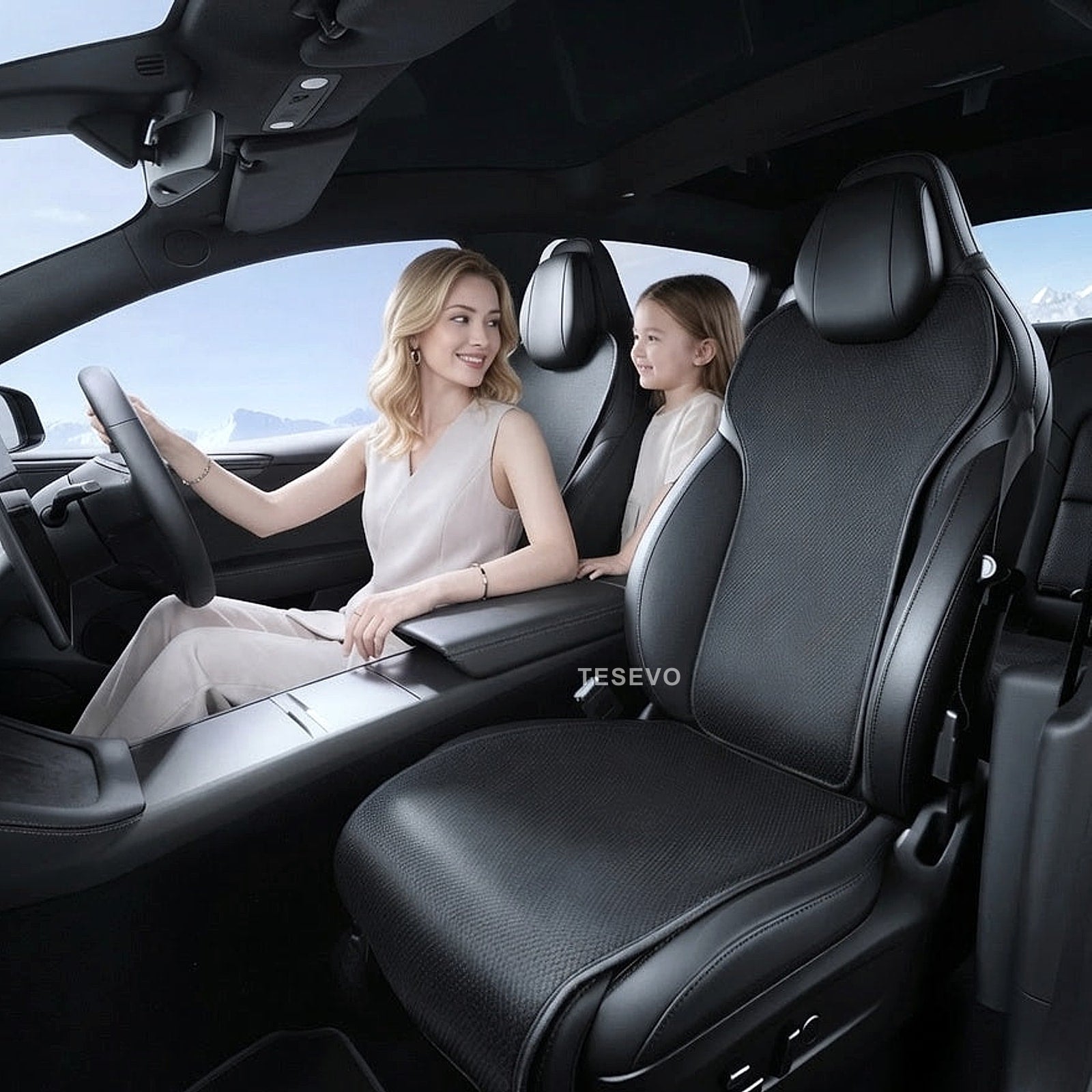TESEVO Ice Silk Ventilated Seat Covers for Tesla Model YL 6-Seater (11PCS) - Tesevo