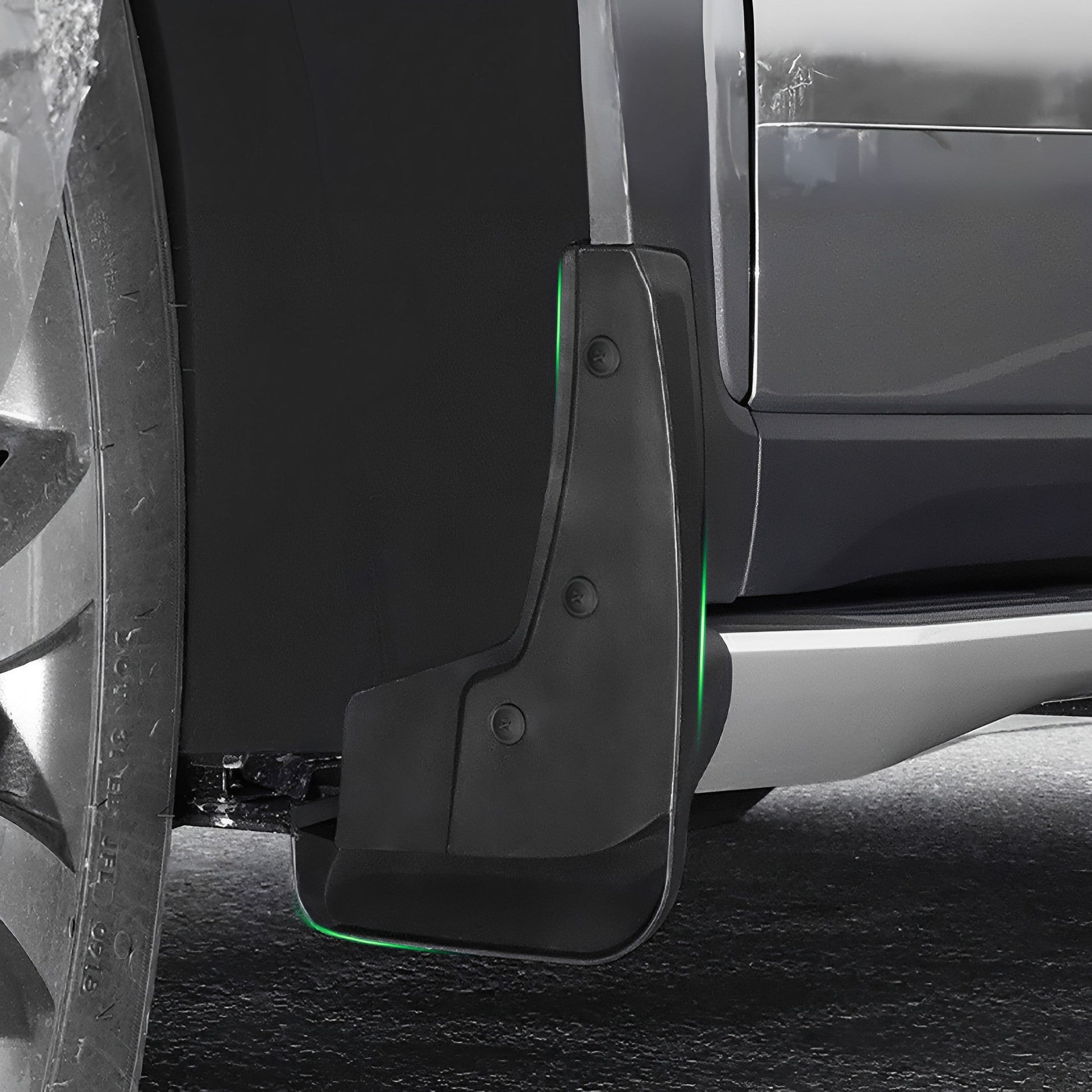 TESEVO Tesla Model S mud flaps splash guards close-up detail