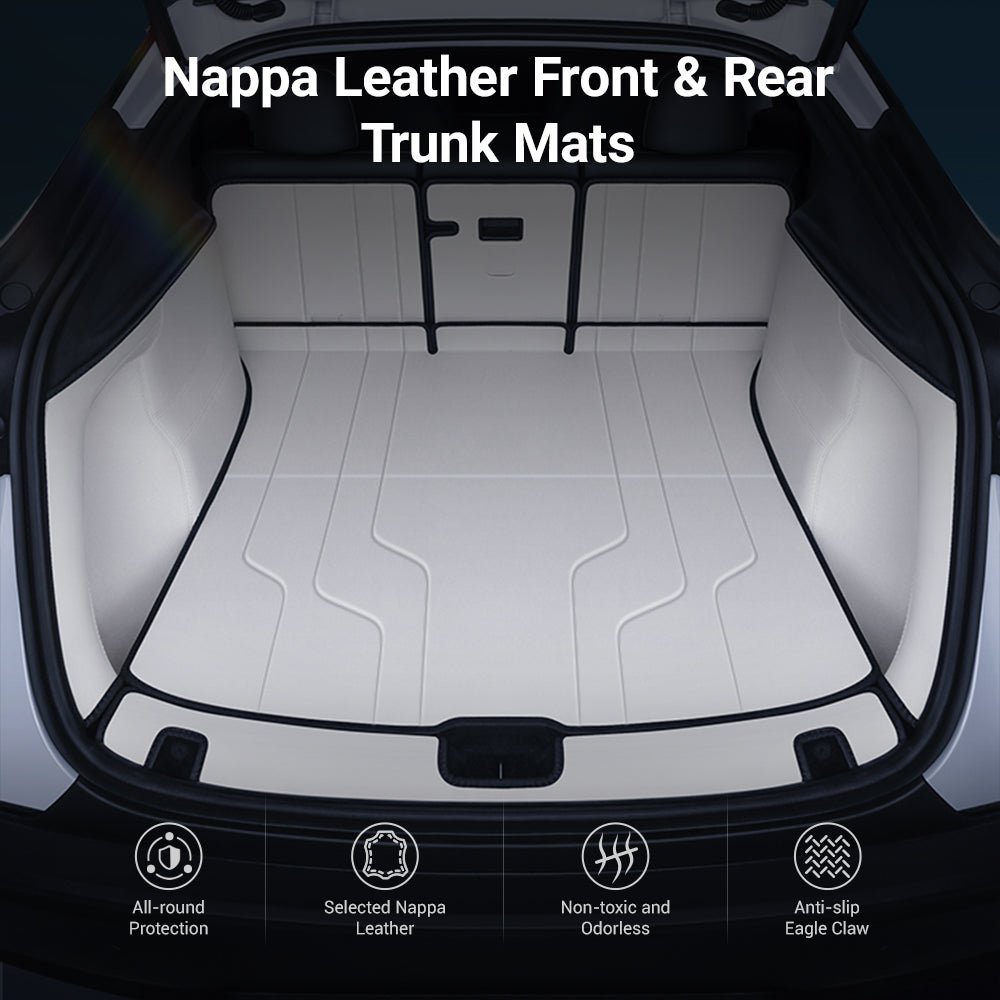 TESEVO Nappa Leather Trunk Mat for Model Y Juniper (7 PCS) - Tesevo