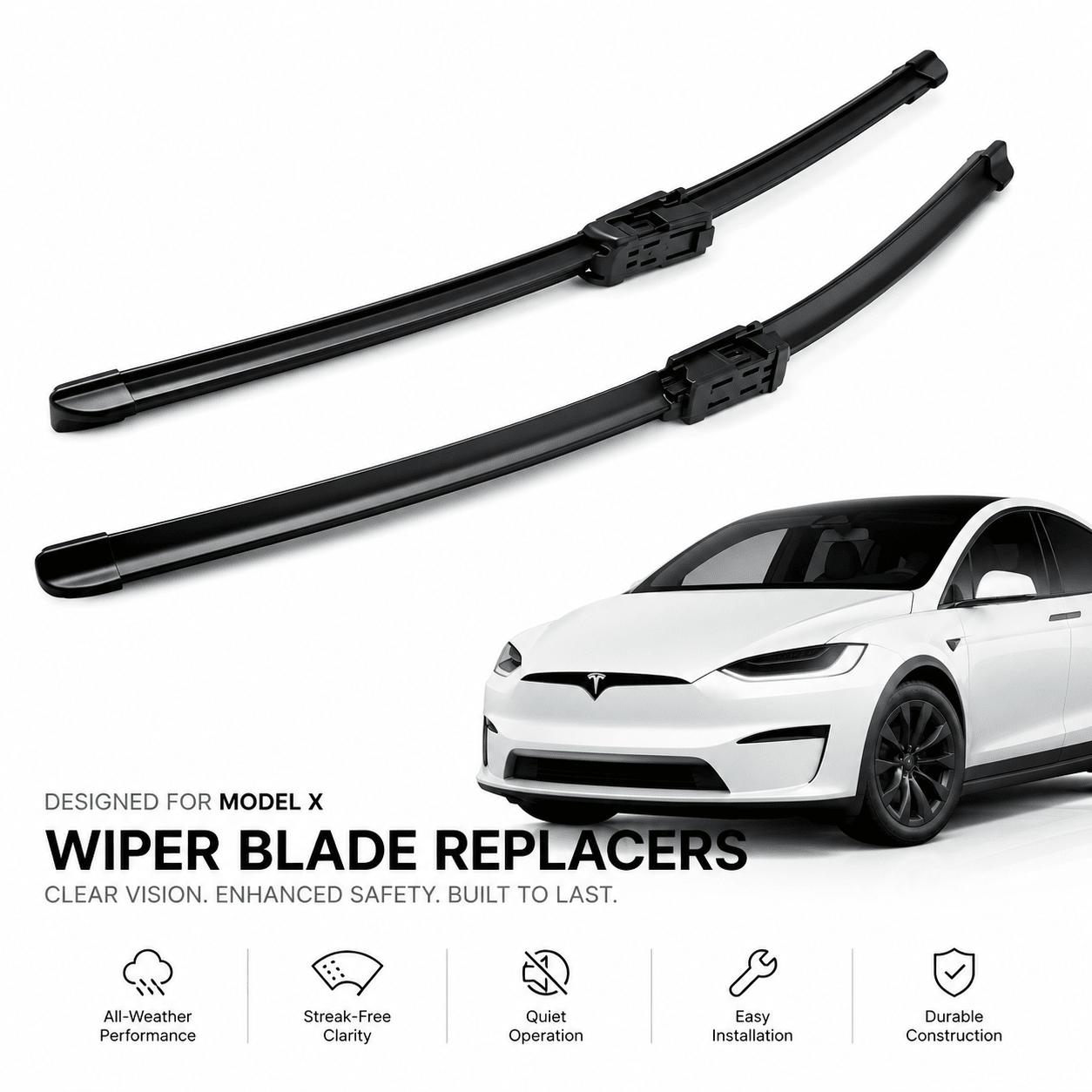 TESEVO OEM Windshield Wiper Blades for Tesla Model X | 2-Pack - Tesevo