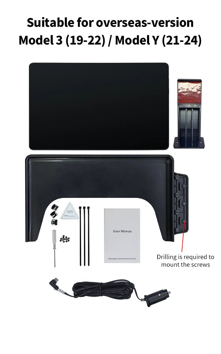 TESEVO passenger entertainment screen for Model 3/Y/YL cabin view