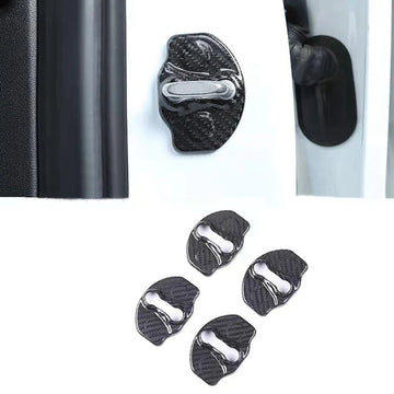 TESEVO Model 3/Y carbon door lock cover installed latch view