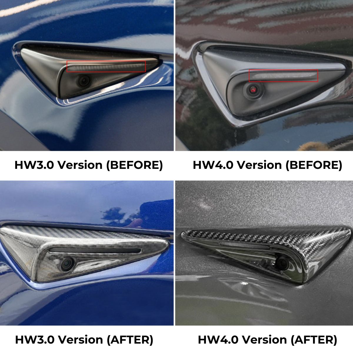 TESEVO Real Carbon Fiber Side Camera Full Cover for Tesla Model 3 / Model Y Juniper - Tesevo