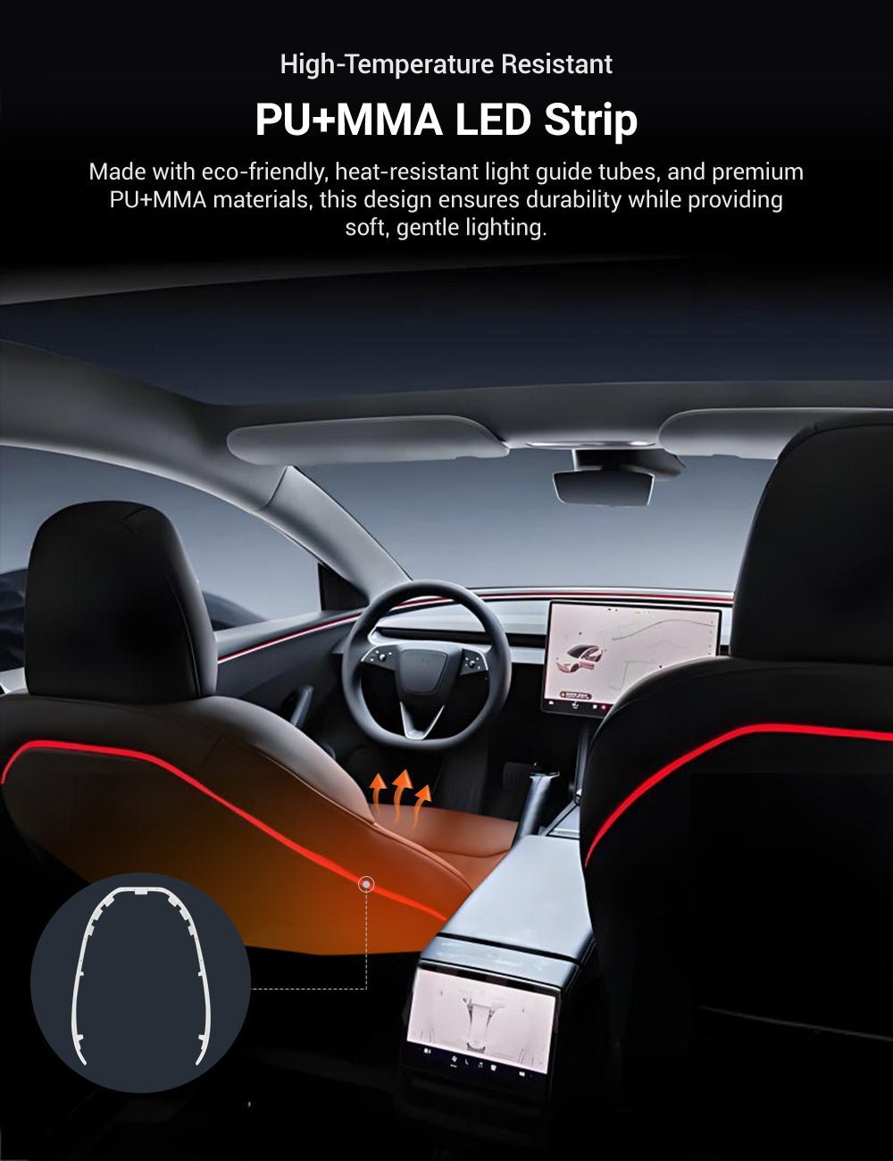 Tesla Seat Back Ambient Lighting for Model 3 Highland (2PCS)