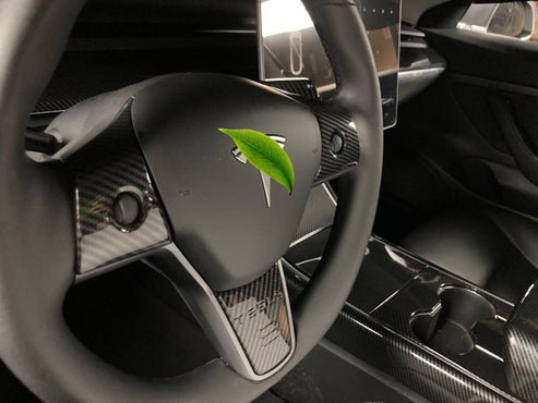 TESEVO ABS steering wheel trim installed on Tesla Model 3