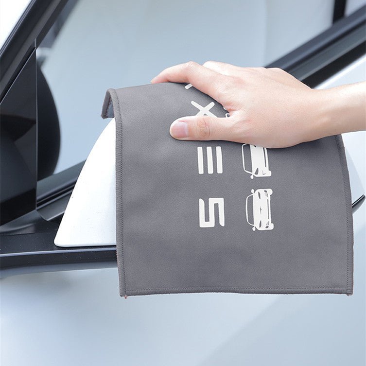 TESEVO coral velvet drying towel on Tesla surface