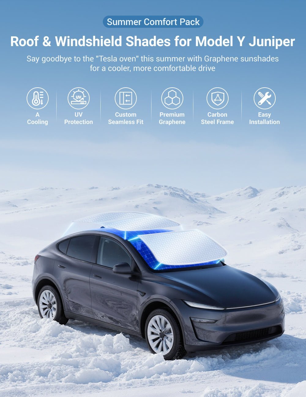 TESEVO Summer Comfort Pack: Roof & Windshield Shades for Model Y Juniper - Tesevo