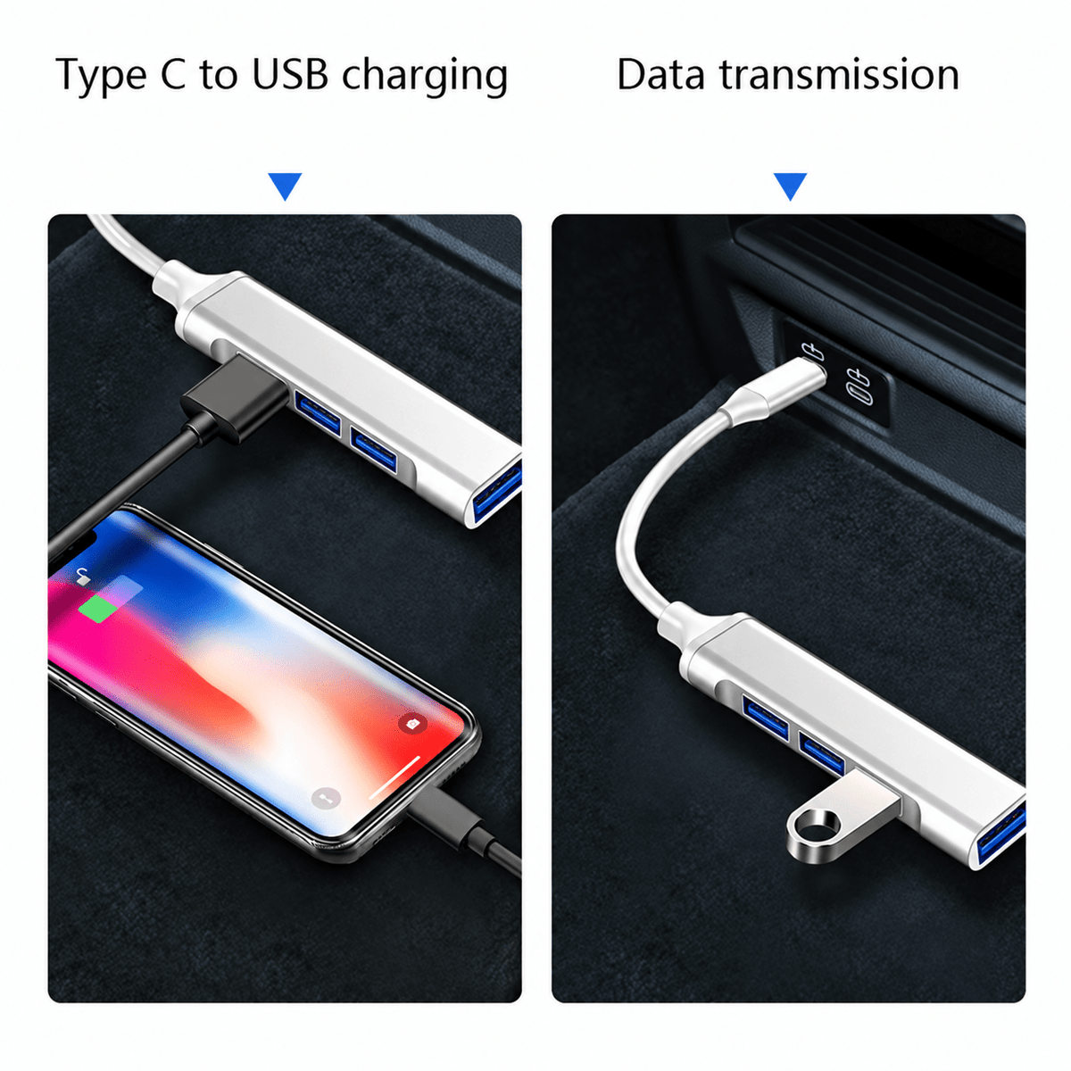 Tesla USB Tepy C Hub suitable for Model 3/Y/S/X | 4 in 1 USB 3.0 Ports - Tesevo