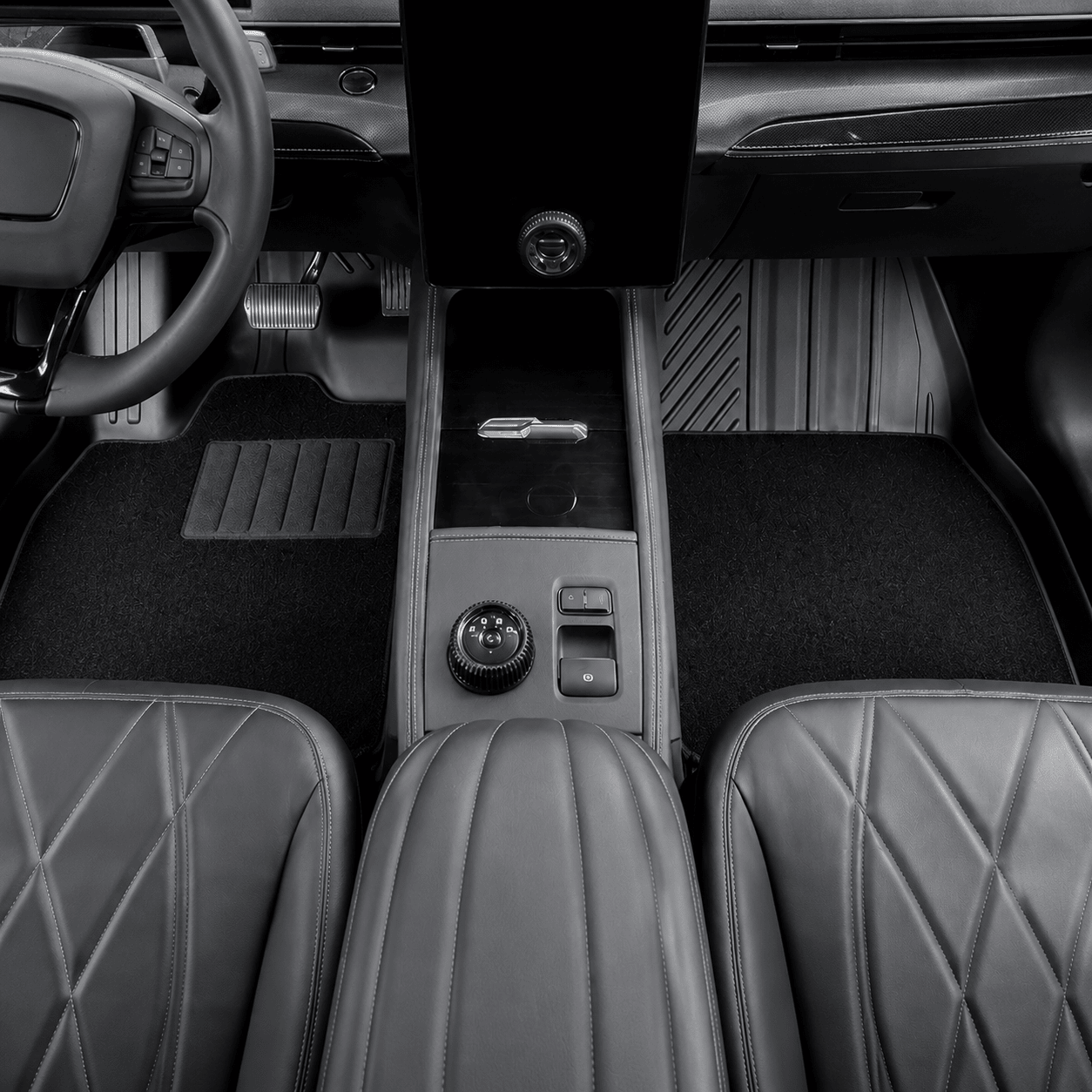 TESEVO Mach-E TPE mats installed in cabin footwells