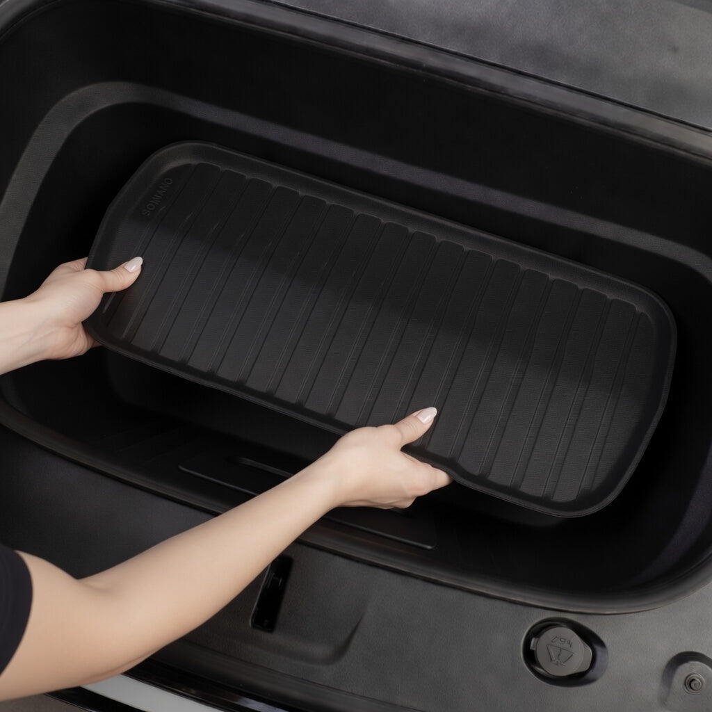 TESEVO Model YL 6-seater TPE front trunk frunk mat close-up detail
