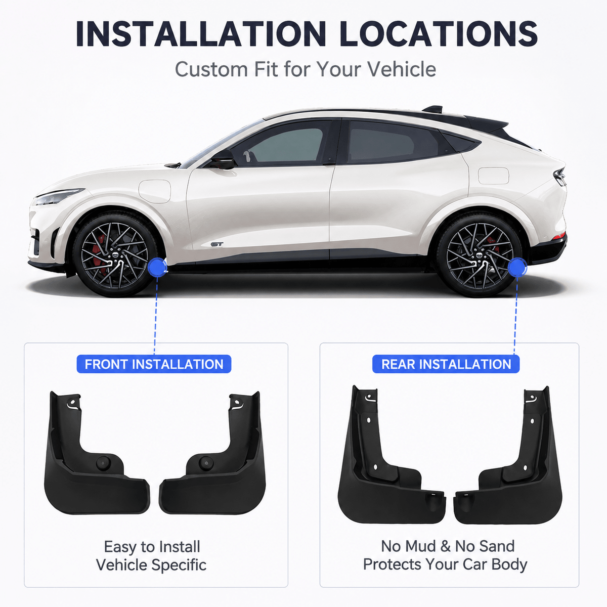 TESEVO Ford Mach-E rear splash guards angled photo