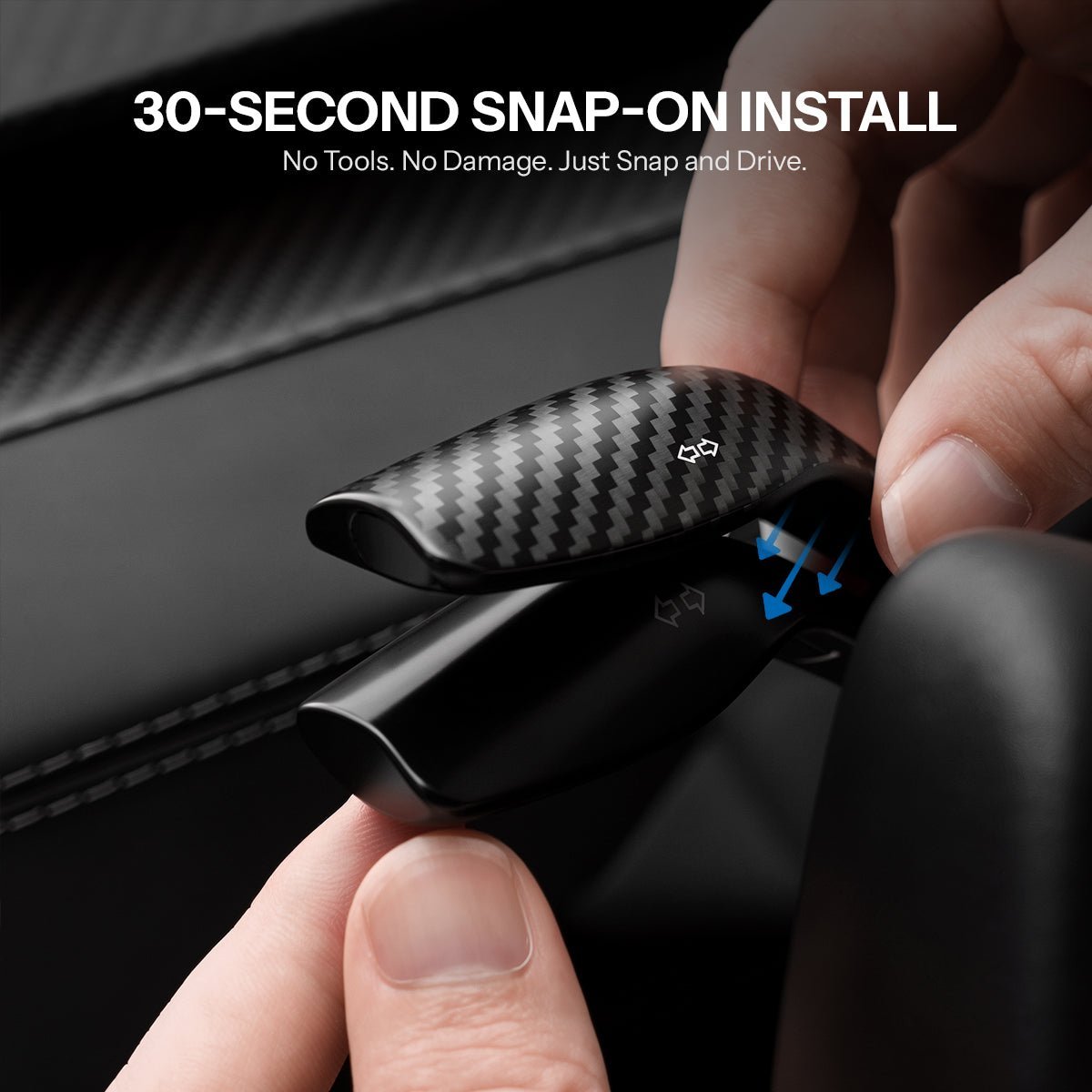 TESEVO Highland Juniper YL carbon turn signal stalk covers close-up detail