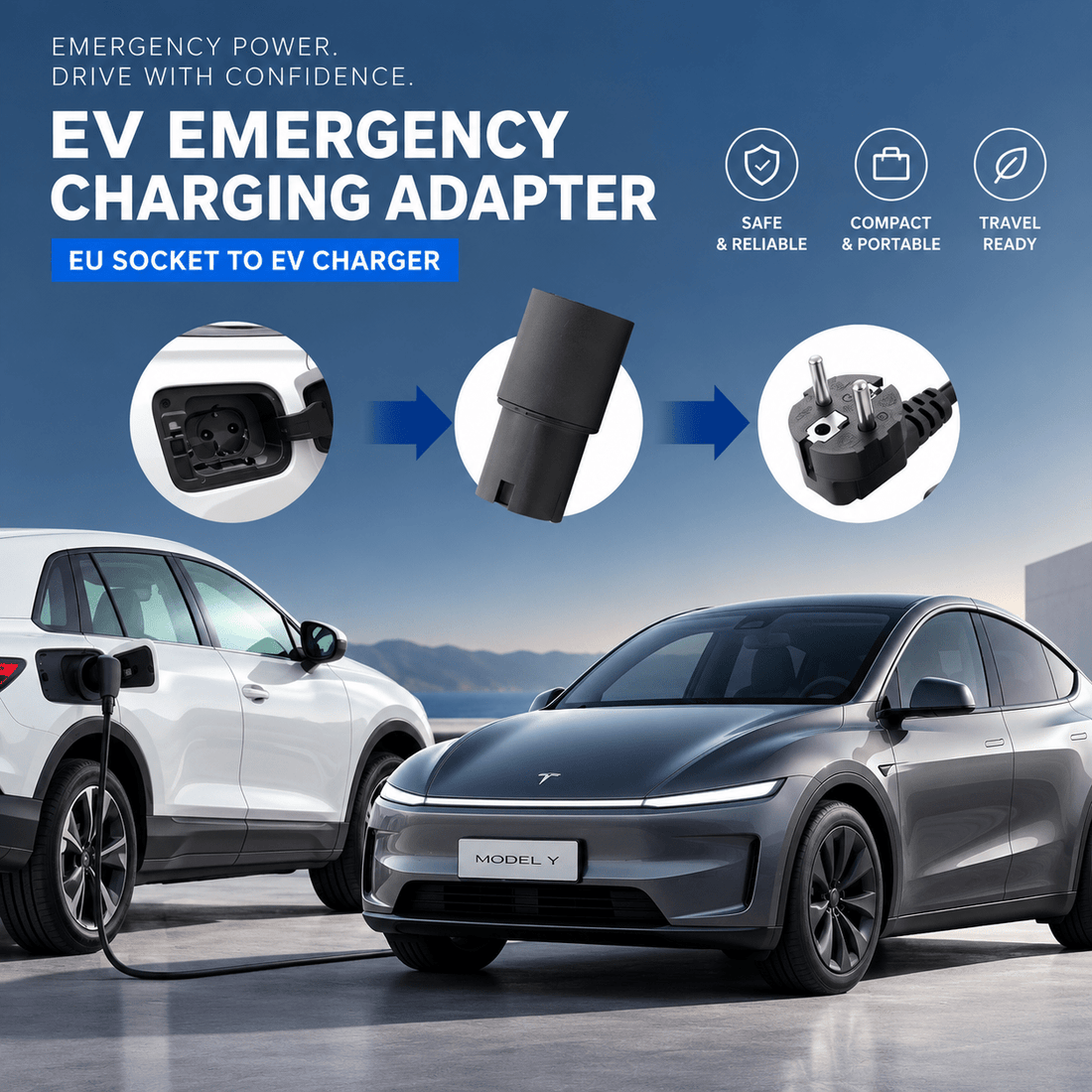 Type 2 V2L Adapter for Model Y Juniper & Model Y Performance (2026+) & Compatible EVs | 2.5kW Portable Power Outlet - Tesevo